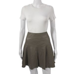 C Lective Womens A-Line Flare Leather Knee Length Skirt Brown Size S